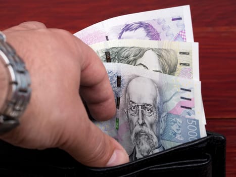 Czech koruna in the black wallet