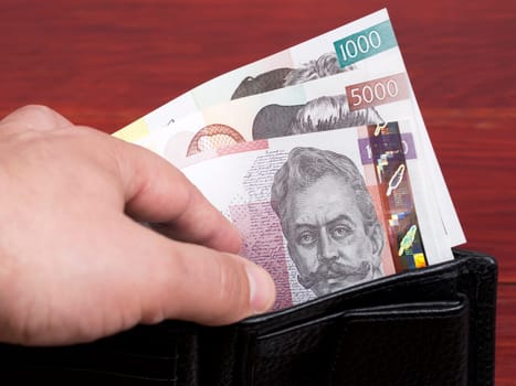 Slovenian money - tolar in the black wallet