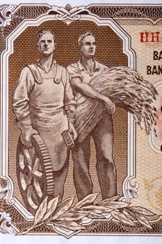 Worker and farmer from old Czechoslovak money