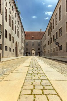 Street of the courtyard of the chapel in the Munich residence, Munich, Germany. 