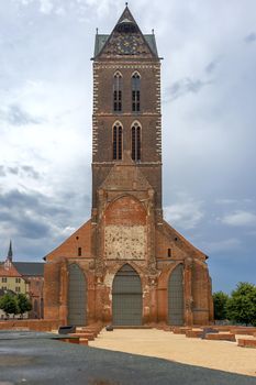Wismar, Germany. Clock Tower of St. Marien Church 