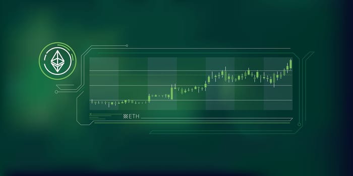 Abstract infographic showing the growth of the Ethereum exchange rate.