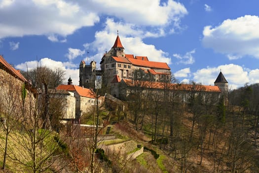 Historical architecture. Beautiful old castle Pernstejn in the village of Nedvedice - Czech Republic. A fabulous old building.