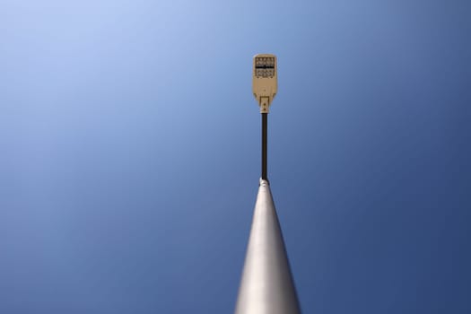 Lamppost on blue sky background. modern lamppost. copy spece.