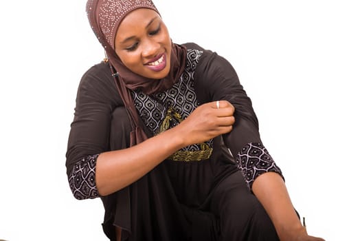 young muslim woman getting ready for prayer.