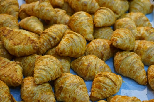 close up of group of pastries sold in the store. Top view.