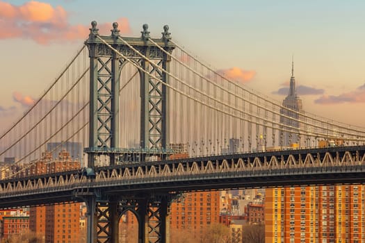  Manhattan Bridge in New York City in USA from Dumbo, Brooklyn