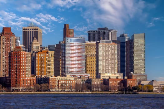 Manhattan city skyline cityscape of New York from New Jersey in USA