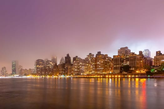 Manhattan city skyline cityscape of New York  from Queen in USA