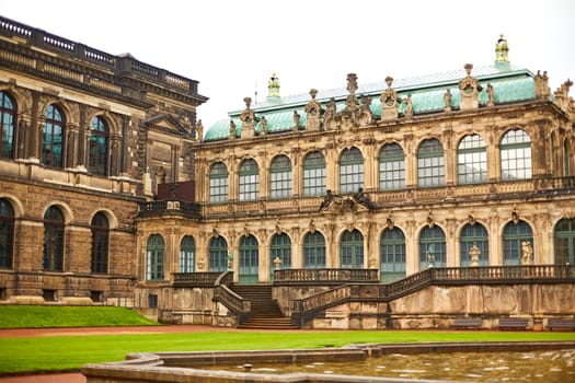 Saxon architecture in Dresden. Saxon Palace Zwinger. A popular tourist spot. Dresden, Germany - 05.20.2019