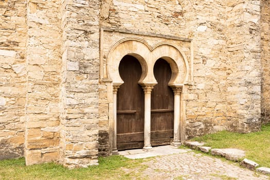 Entrance of the mozarabic church of Santiago de Penalba in Spain