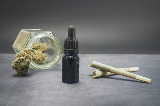 CBD medical marijuana and hemp leaves. Medical cannabis. Organic and natural hemp-based cosmetic and beauty products. High quality photo