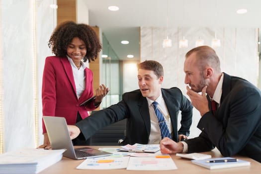 Diverse Multiethnic Business people in meeting. Accountant people do paperwork, tax, accounting and Financial advisor concept.