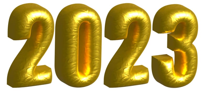 2023 gold leaf fold balloon text