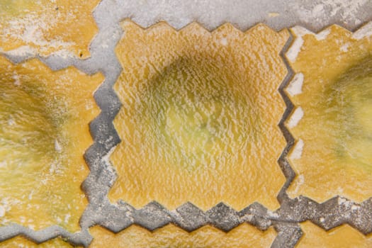 Recipe for Homemade Italian Ravioli pasta with Spinach and Ricotta Filling. High quality photo