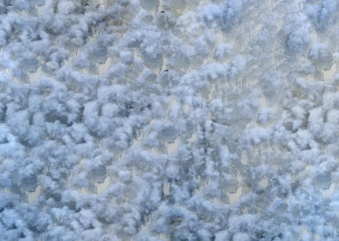 Abstract background of a window covered with snow. Background for design with copy space.