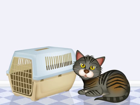 illustration of pet carrier for cats