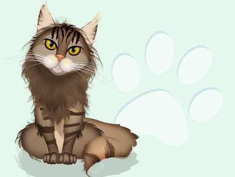 illustration of maine coon cat