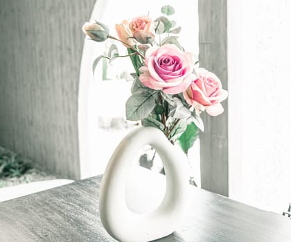 s. Roses in vase wall. Valentines Day, Easter, Happy Women's Day, Mother's day. Space for text.