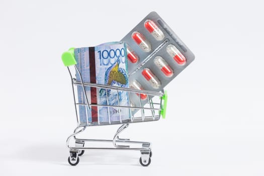 Price increase for medical services and medicaments in Kazakhstan concept.