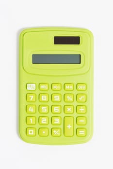 Little green calculator on a White Background.