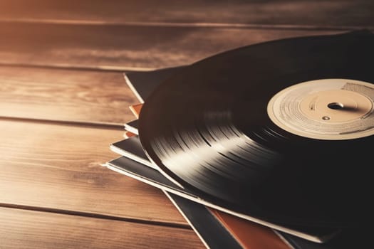 vinyl retro on background. 90's concepts. Vintage style filtered photo. Concept on the theme of history, nostalgia, old age. Retro style.
