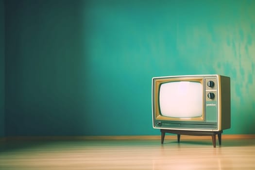 Retro old television on background. 90's concepts. Vintage style filtered photo. Concept on the theme of history, nostalgia, old age. Retro style.