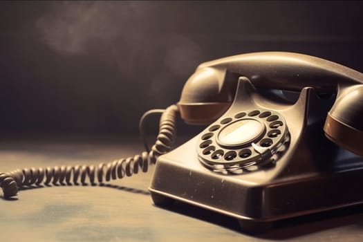 Telephone retro on background. 90's concepts. Vintage style filtered photo. Concept on the theme of history, nostalgia, old age. Retro style.