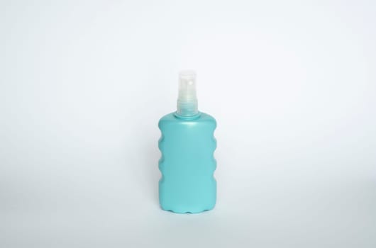 Blue blank unbranded cosmetic plastic bottle for shampoo, gel, lotion, cream, bath foam
