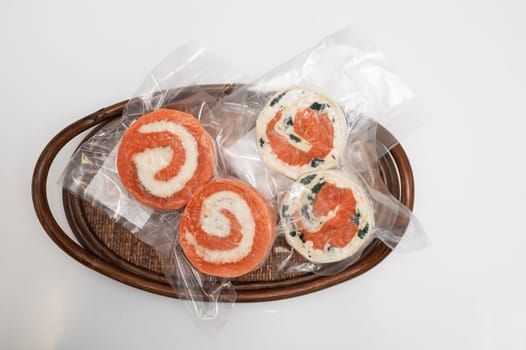 Salmon roll with mozzarella. Semi-finished dish