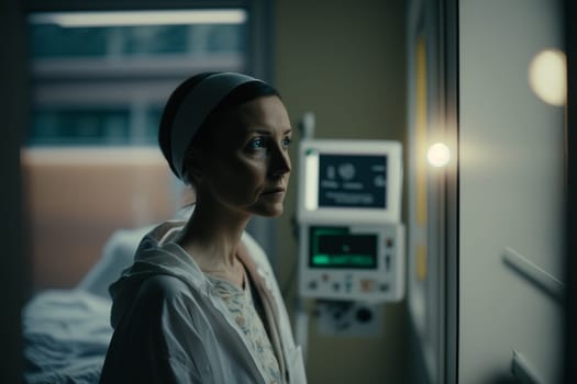 Oncology. Cancer cells. Chemotherapy. Portrait patient feels optimistic, supports sick people, volunteers. Faith in the future. Fighting to win. Treatment and recovery. .