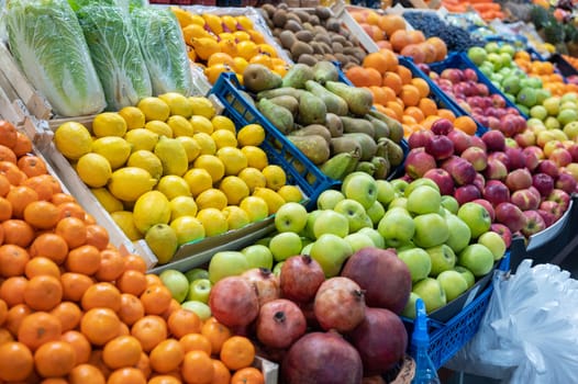 Assortment of fresh fruits at market