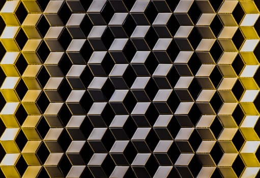Abstract geometric pattern with lines for background, Square lines art Gradient from black to yellow. Space for text, Focus and blur.
