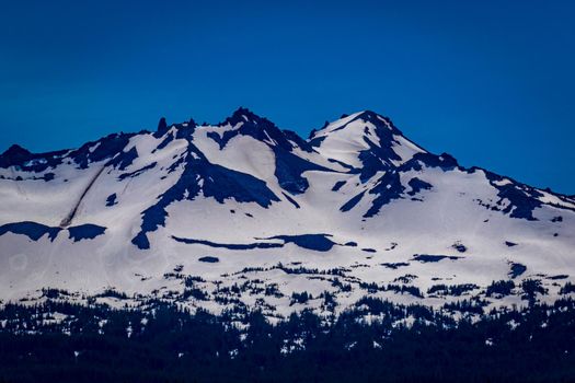 Close up view from Odell Lake of Diamond Peak, which is a volcano in Klamath and Lane counties of central Oregon