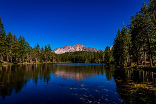 Chaos Crags reflected in Reflection Lake, Lassen Volcanic National Park, California