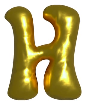 Shiny gold balloon metallic letter H capital, 3D clipart