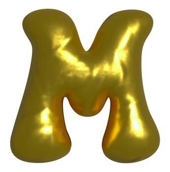 Shiny gold balloon metallic letter M capital, 3D clipart