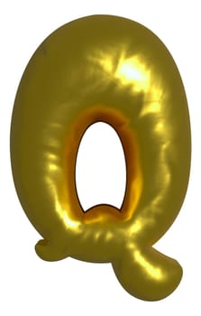 Shiny gold balloon metallic letter Q capital, 3D clipart