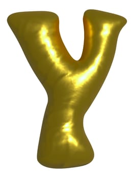 Shiny gold balloon metallic letter Y capital, 3D clipart