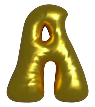 Shiny gold balloon metallic letter A capital, 3D clipart