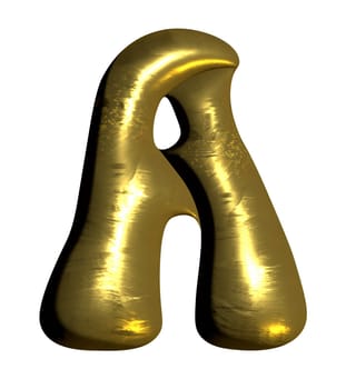 Shiny gold balloon metallic letter A capital, 3D clipart