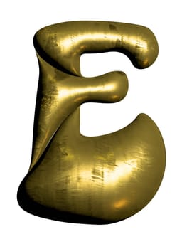 Shiny gold balloon metallic letter E capital, 3D clipart