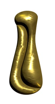 Shiny gold balloon metallic letter A capital, 3D clipart