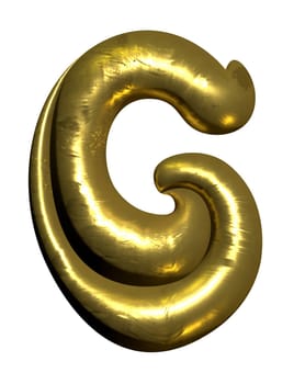 Shiny gold balloon metallic letter G capital, 3D clipart