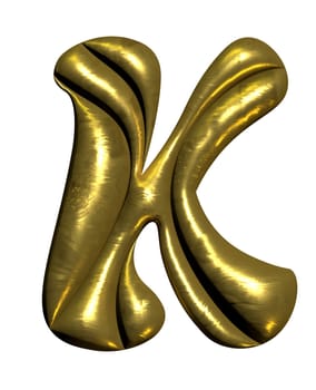 Shiny gold balloon metallic letter K capital, 3D clipart