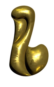 Shiny gold balloon metallic letter L capital, 3D clipart