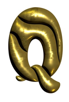 Shiny gold balloon metallic letter Q capital, 3D clipart