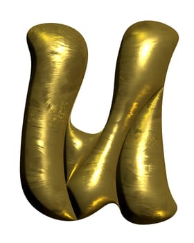 Shiny gold balloon metallic letter U capital, 3D clipart