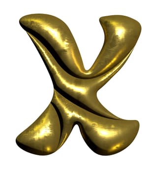 Shiny gold balloon metallic letter X capital, 3D clipart