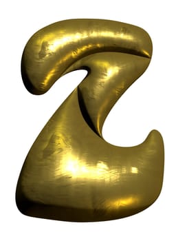 Shiny gold balloon metallic letter Z capital, 3D clipart